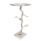 White and Gold Demilune Side Table, 71.1 cm Wide – product view