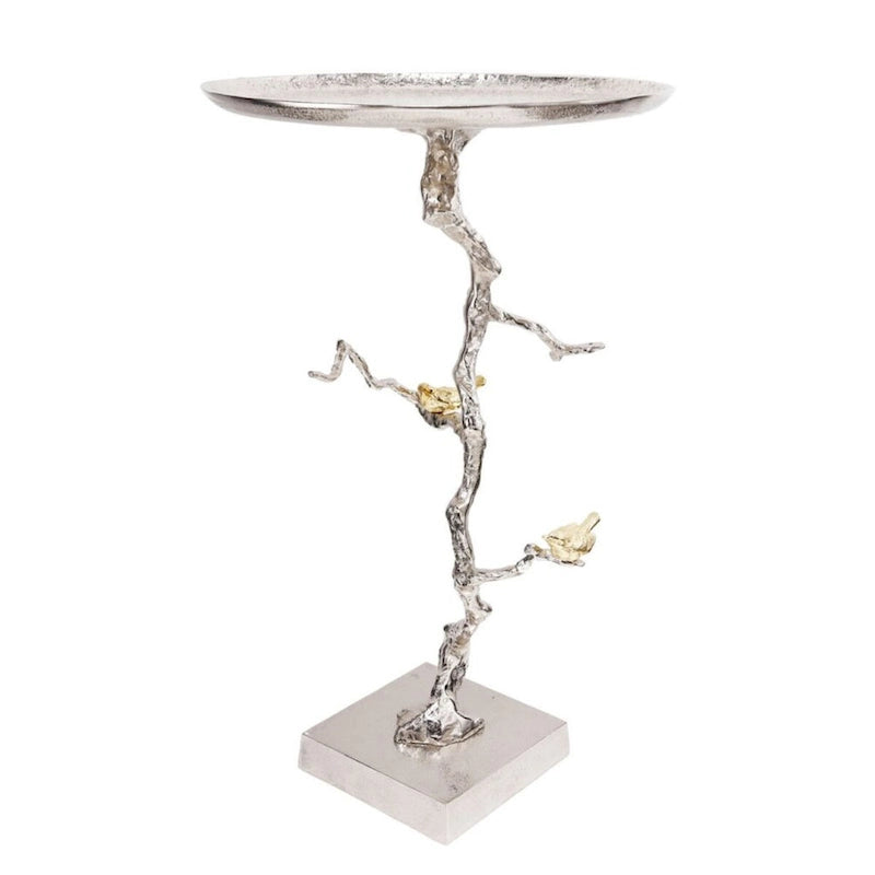 White and Gold Demilune Side Table, 71.1 cm Wide – product view