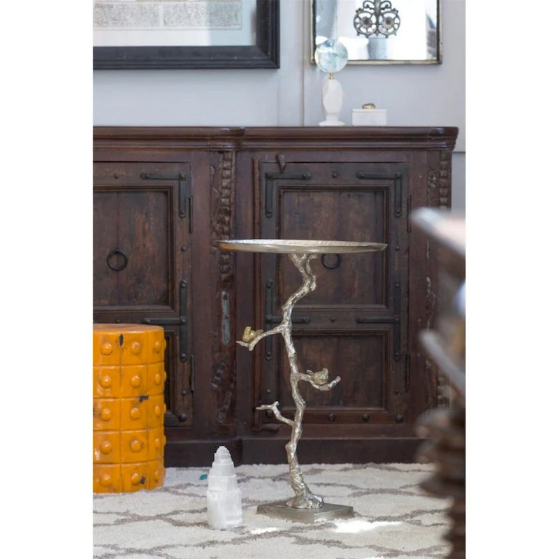 White and Gold Demilune Side Table, 71.1 cm Wide – product view