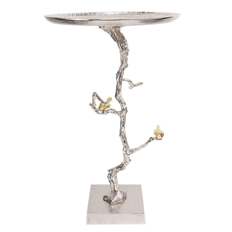 White and Gold Demilune Side Table, 71.1 cm Wide – product view