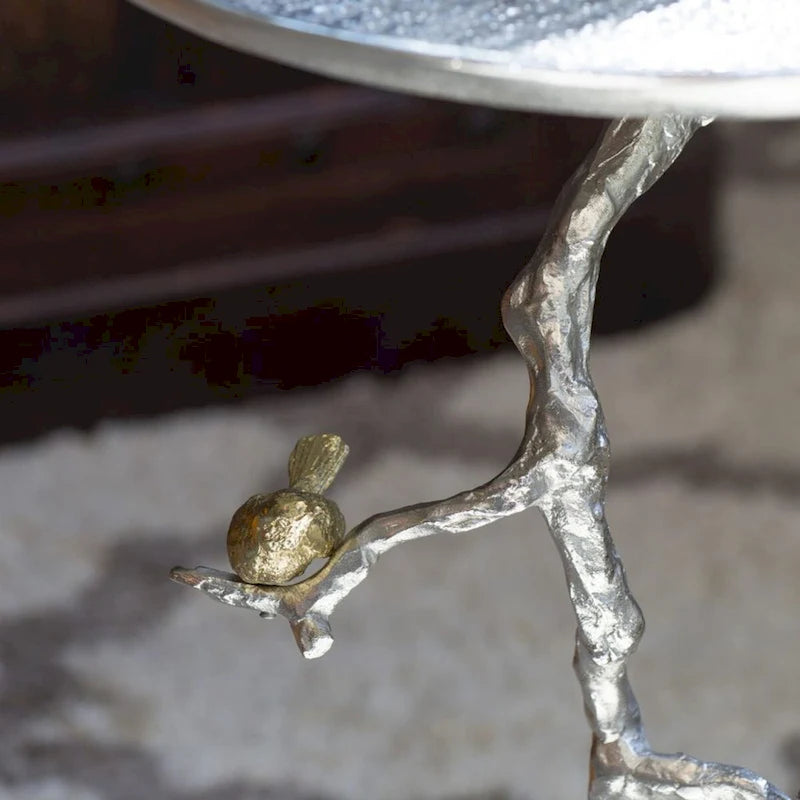 White and Gold Demilune Side Table, 71.1 cm Wide – product view