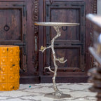 White and Gold Demilune Side Table, 71.1 cm Wide – product view