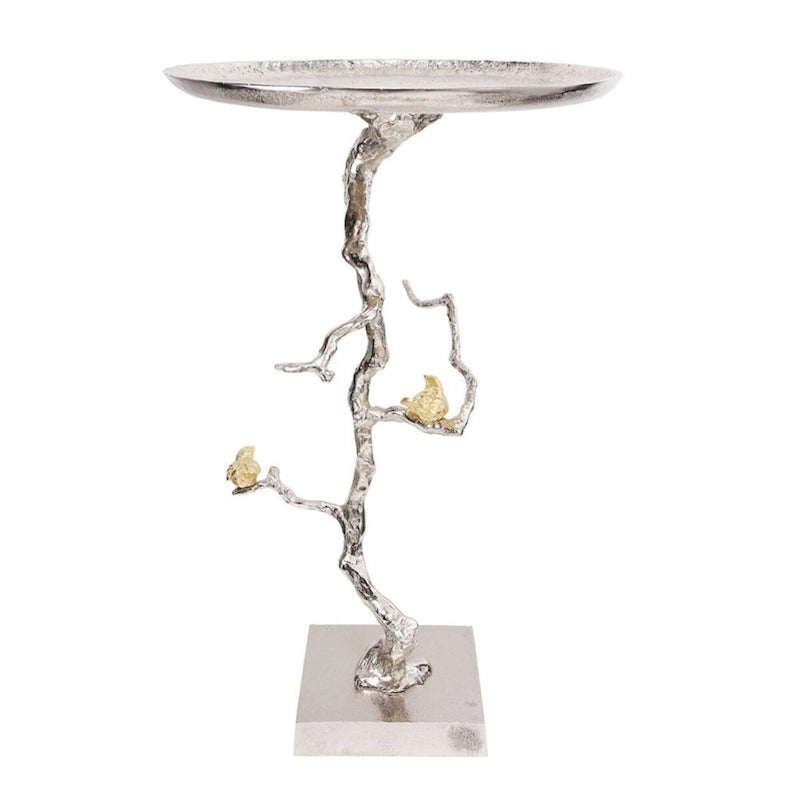 White and Gold Demilune Side Table, 71.1 cm Wide – product view