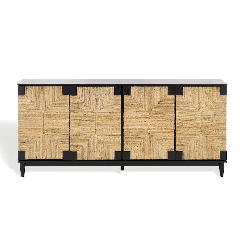 Bahut à 4 portes en fibre de bananier, 177,3 × 46 × 81,3 cm