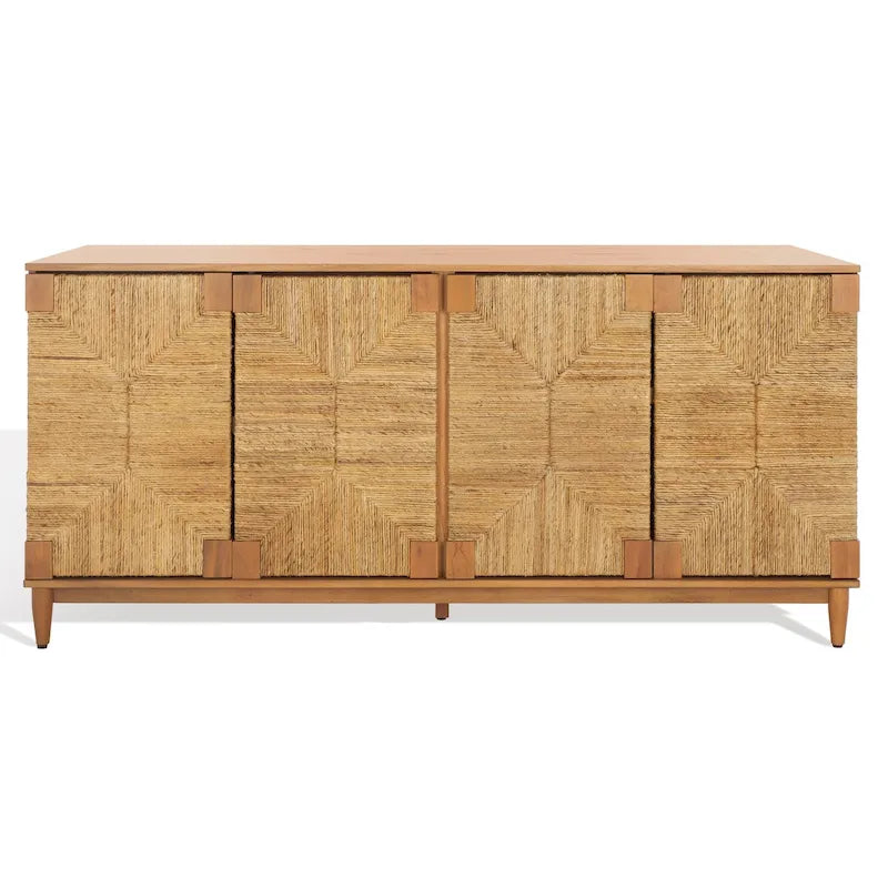 Bahut à 4 portes en fibre de bananier, 177,3 × 46 × 81,3 cm