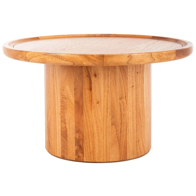 Table basse à piédestal ronde naturelle, 71,1 cm de diamètre × 40,6 cm de hauteur