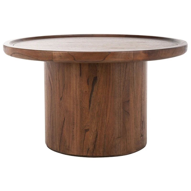 Table basse à piédestal ronde naturelle, 71,1 cm de diamètre × 40,6 cm de hauteur