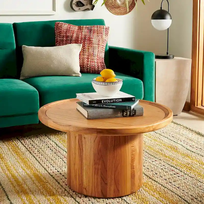 Natural Round Pedestal Coffee Table, 71.1 cm Diameter × 40.6 cm H – product view