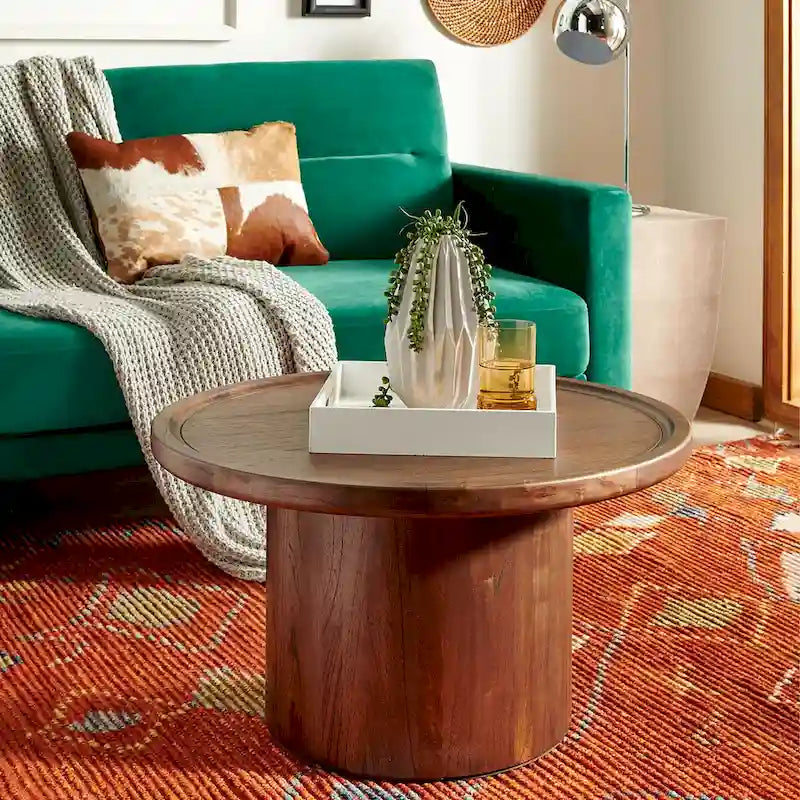 Natural Round Pedestal Coffee Table, 71.1 cm Diameter × 40.6 cm H – product view