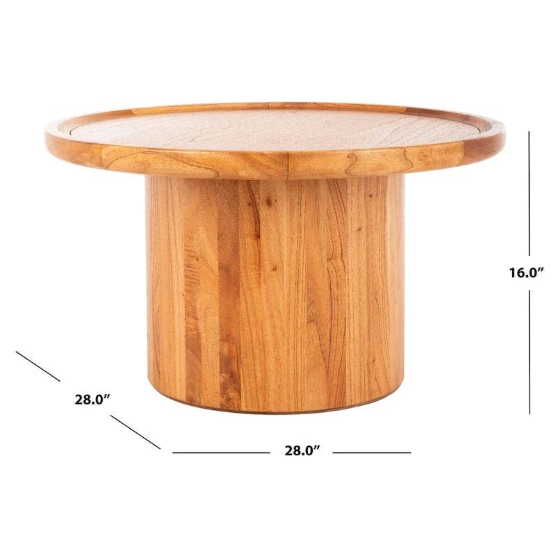 Natural Round Pedestal Coffee Table, 71.1 cm Diameter × 40.6 cm H – product view