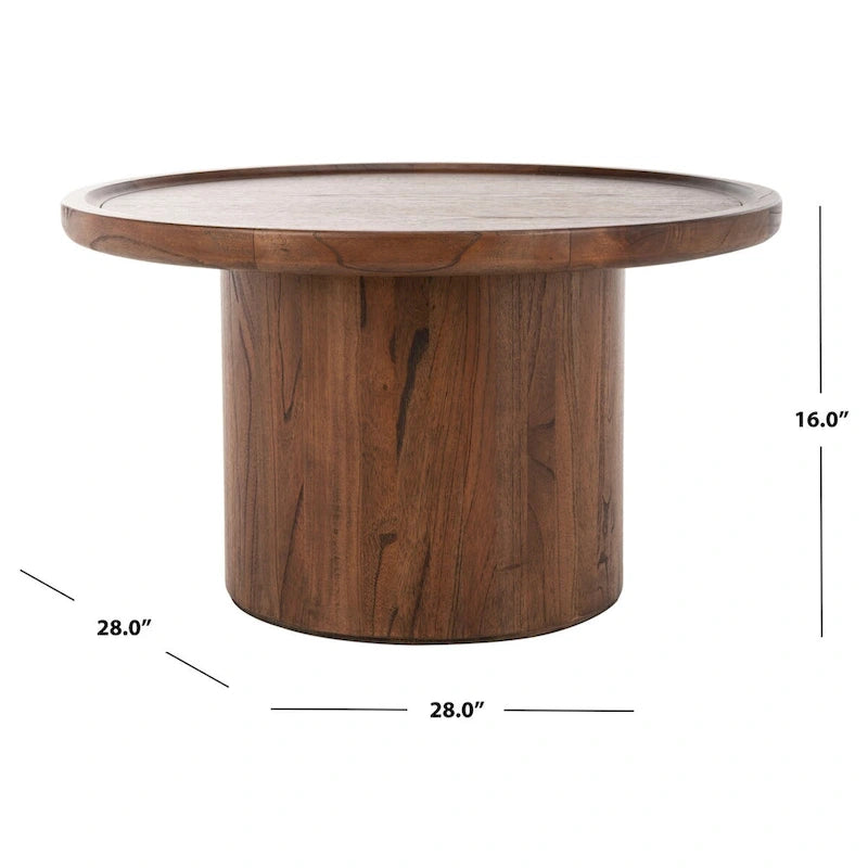 Natural Round Pedestal Coffee Table, 71.1 cm Diameter × 40.6 cm H – product view