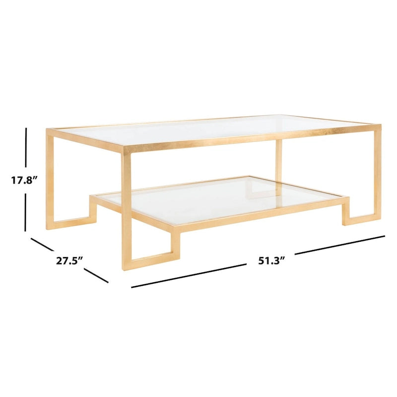 Rectangular Gold-Leaf Coffee Table, 130.3 × 69.9 × 45.2 cm – product view