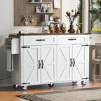 Farmhouse Rolling Kitchen Island with Drop Leaf and Power Outlet, 135.9 cm Wide – product view