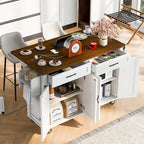 Farmhouse Rolling Kitchen Island with Drop Leaf and Power Outlet, 135.9 cm Wide – product view