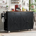 Farmhouse Rolling Kitchen Island with Drop Leaf and Power Outlet, 135.9 cm Wide – product view