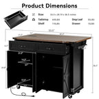 Farmhouse Rolling Kitchen Island with Drop Leaf and Power Outlet, 135.9 cm Wide – product view