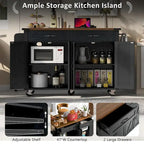 Farmhouse Rolling Kitchen Island with Drop Leaf and Power Outlet, 135.9 cm Wide – product view