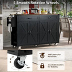 Farmhouse Rolling Kitchen Island with Drop Leaf and Power Outlet, 135.9 cm Wide – product view