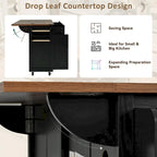 Farmhouse Rolling Kitchen Island with Drop Leaf and Power Outlet, 135.9 cm Wide – product view