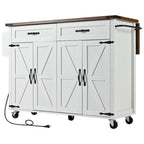 Farmhouse Rolling Kitchen Island with Drop Leaf and Power Outlet, 135.9 cm Wide – product view