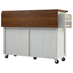Farmhouse Rolling Kitchen Island with Drop Leaf and Power Outlet, 135.9 cm Wide – product view