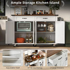 Farmhouse Rolling Kitchen Island with Drop Leaf and Power Outlet, 135.9 cm Wide – product view