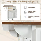 Farmhouse Rolling Kitchen Island with Drop Leaf and Power Outlet, 135.9 cm Wide – product view