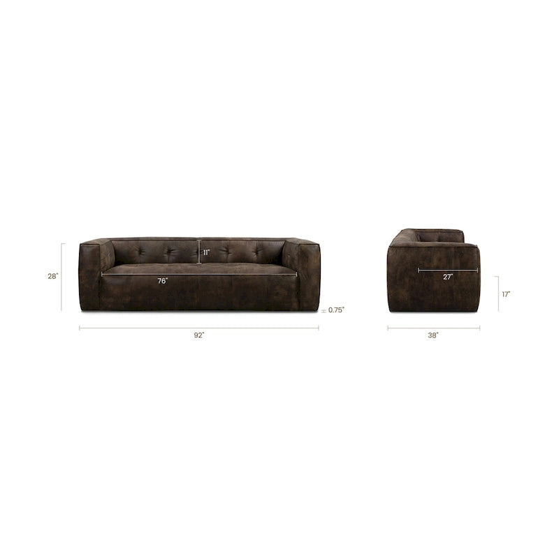 Full-Grain Italian Leather Sofa, 233.7 cm Wide – product view