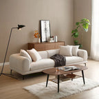 Blue and White Upholstered 4-Seat Fabric Sofa, 275.1 cm Wide – product view