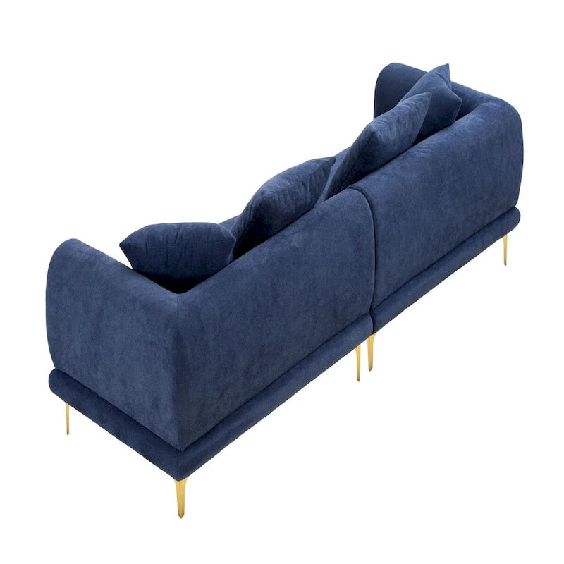 Blue and White Upholstered 4-Seat Fabric Sofa, 275.1 cm Wide – product view