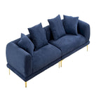 Blue and White Upholstered 4-Seat Fabric Sofa, 275.1 cm Wide – product view