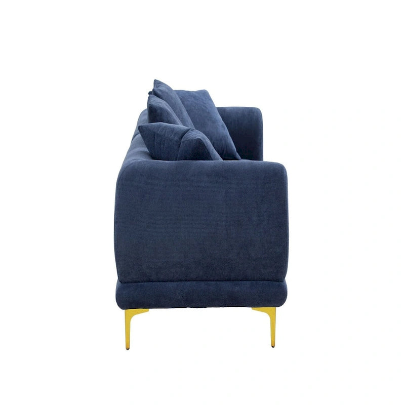 Blue and White Upholstered 4-Seat Fabric Sofa, 275.1 cm Wide – product view