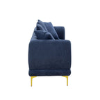 Blue and White Upholstered 4-Seat Fabric Sofa, 275.1 cm Wide – product view
