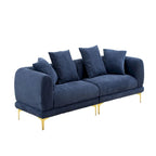 Blue and White Upholstered 4-Seat Fabric Sofa, 275.1 cm Wide – product view