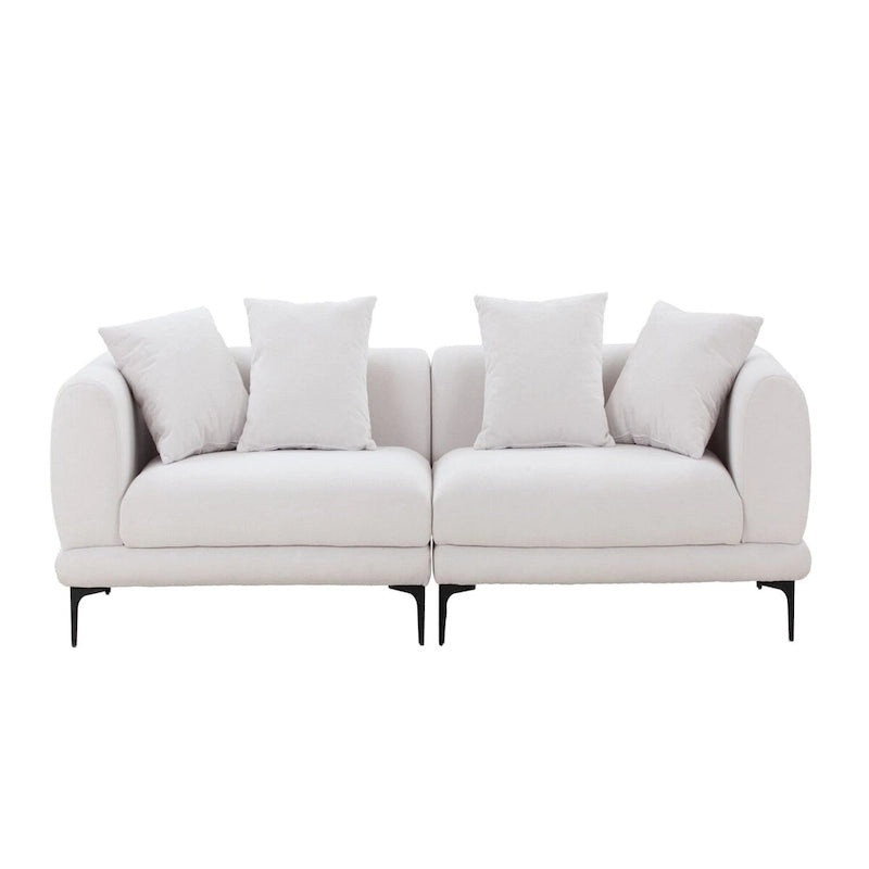 Blue and White Upholstered 4-Seat Fabric Sofa, 275.1 cm Wide – product view