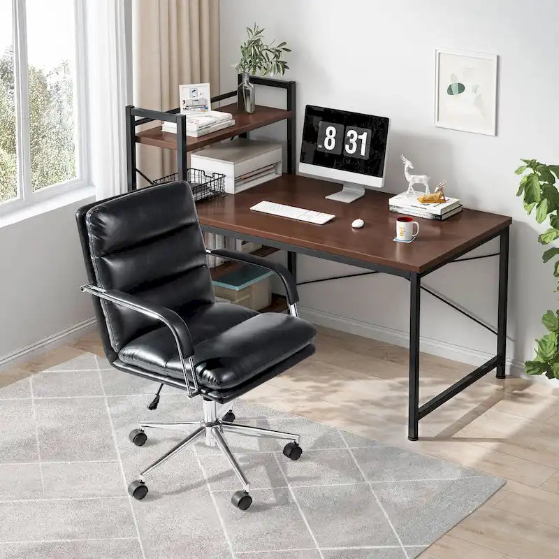 Leatherette Adjustable Swivel Office Chair with Armrests – product view