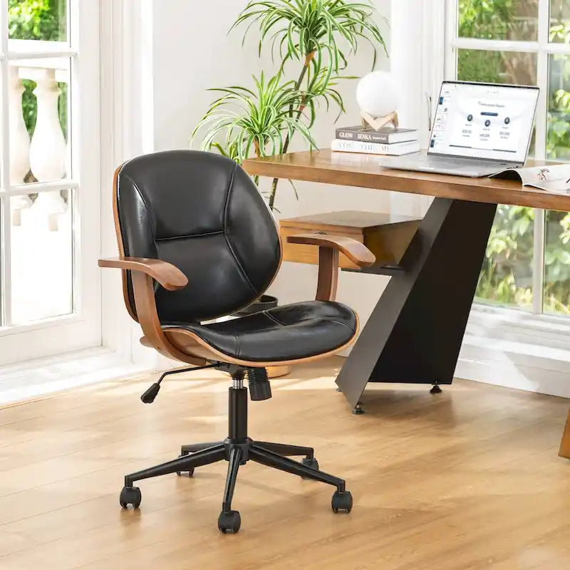 Leatherette Adjustable Swivel Office Chair with Armrests – product view