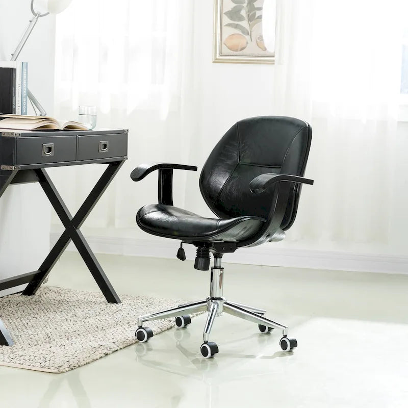 Leatherette Adjustable Swivel Office Chair with Armrests – product view