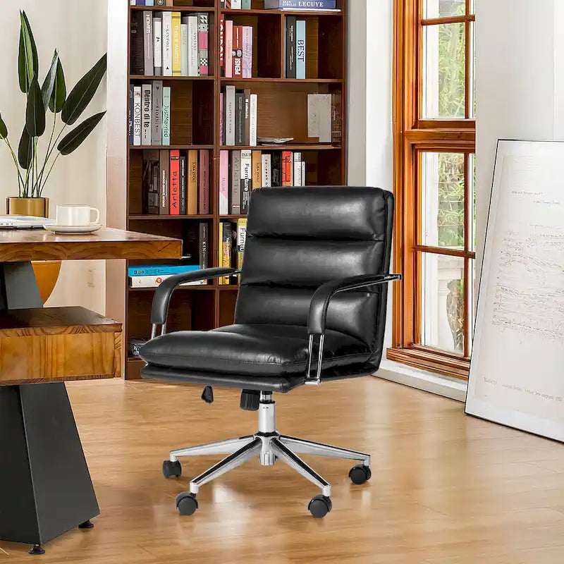 Leatherette Adjustable Swivel Office Chair with Armrests – product view