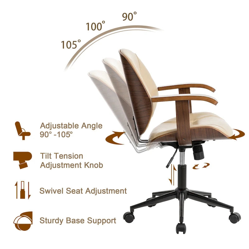 Leatherette Adjustable Swivel Office Chair with Armrests – product view