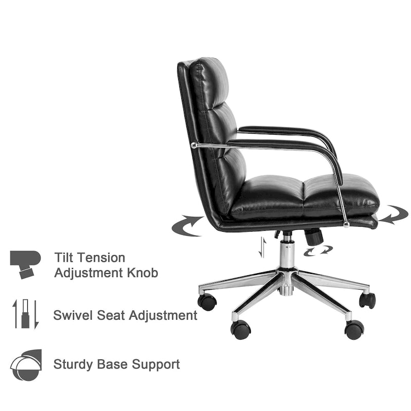 Leatherette Adjustable Swivel Office Chair with Armrests – product view
