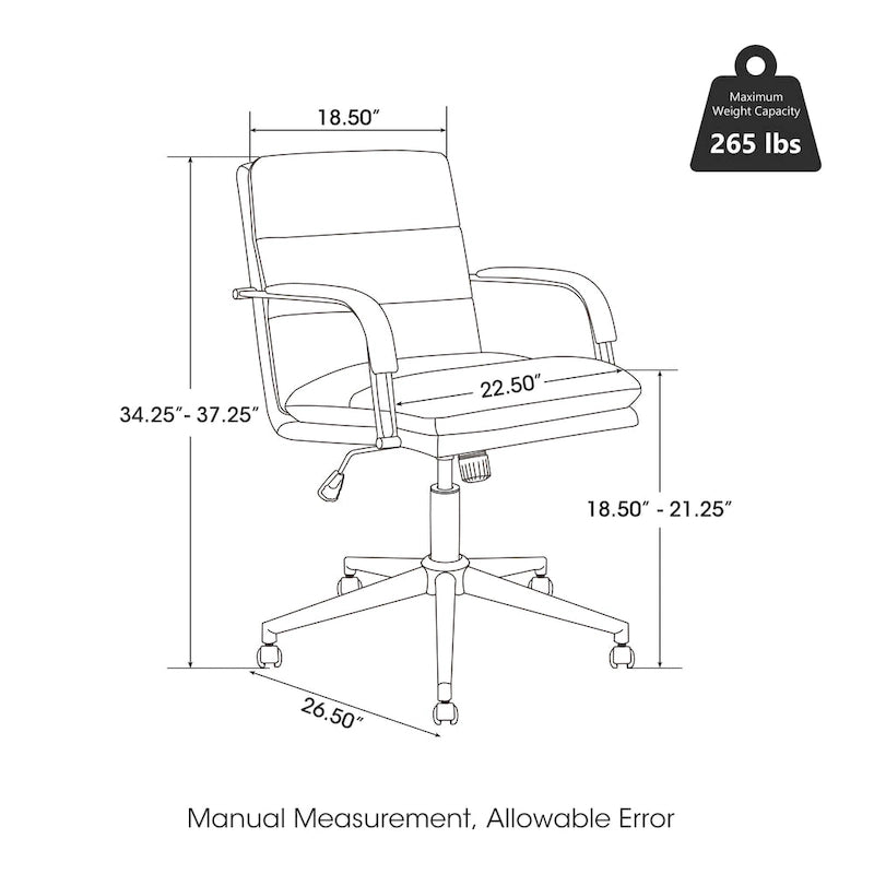 Leatherette Adjustable Swivel Office Chair with Armrests – product view