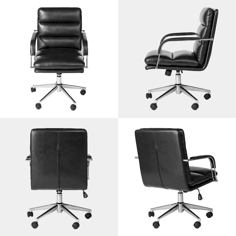 Leatherette Adjustable Swivel Office Chair with Armrests – product view