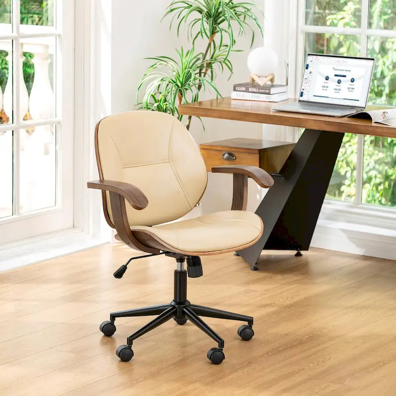 Leatherette Adjustable Swivel Office Chair with Armrests – product view