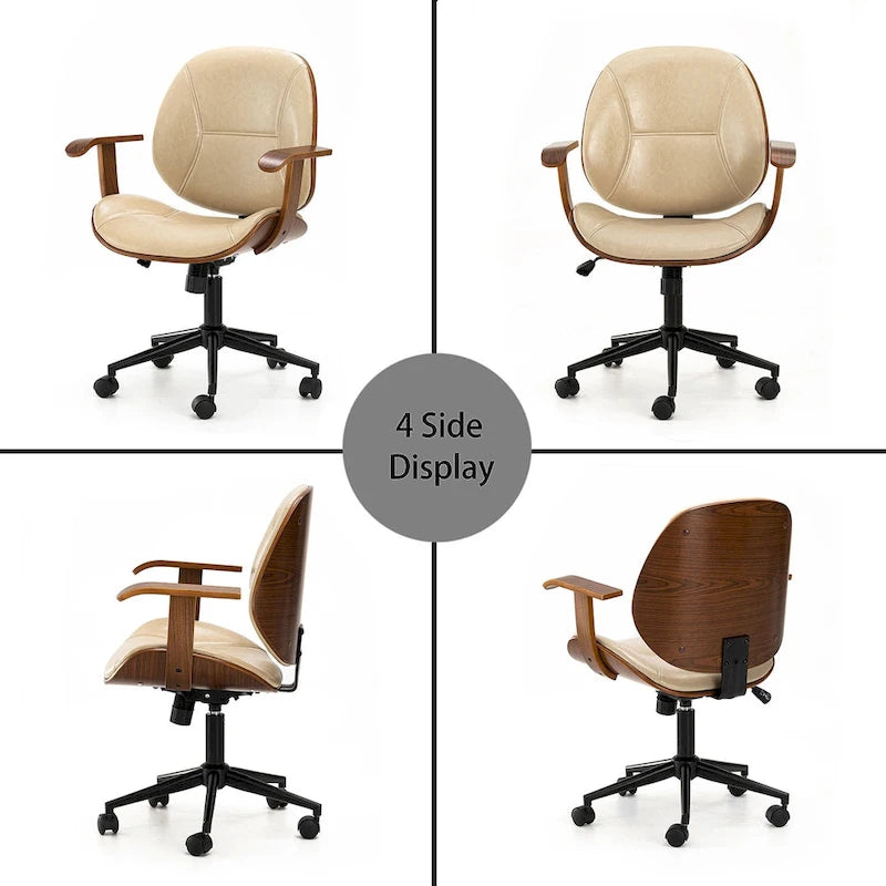 Leatherette Adjustable Swivel Office Chair with Armrests – product view