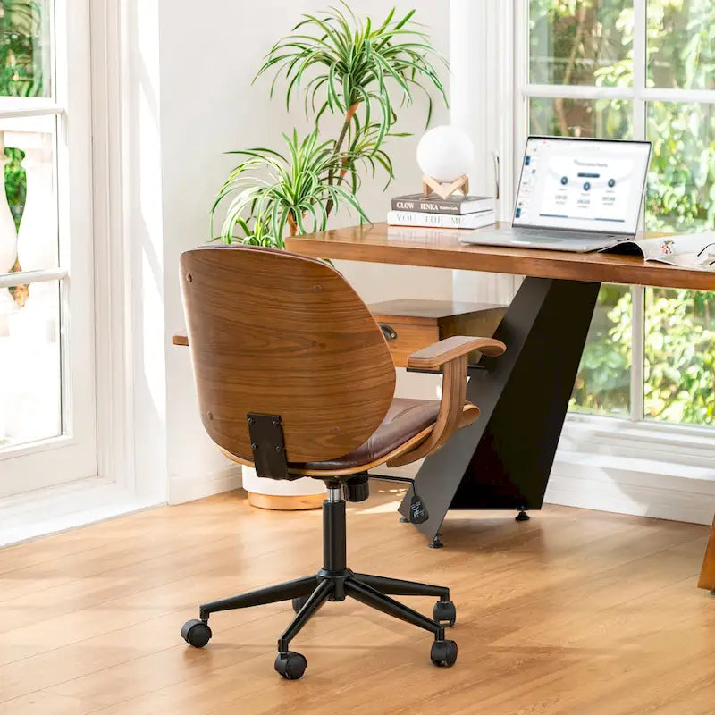 Leatherette Adjustable Swivel Office Chair with Armrests – product view
