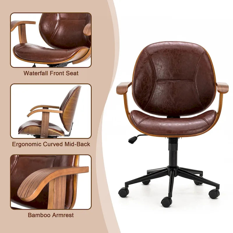 Leatherette Adjustable Swivel Office Chair with Armrests – product view