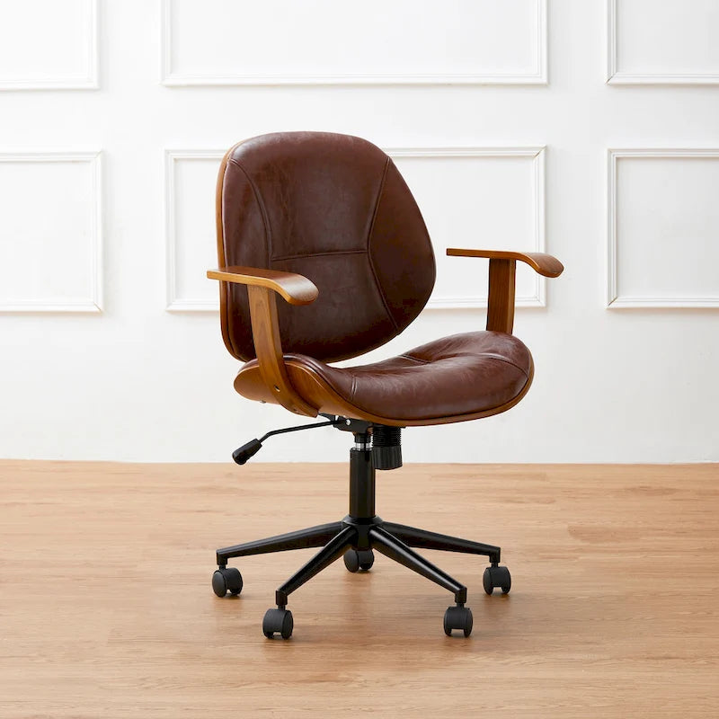 Leatherette Adjustable Swivel Office Chair with Armrests – product view
