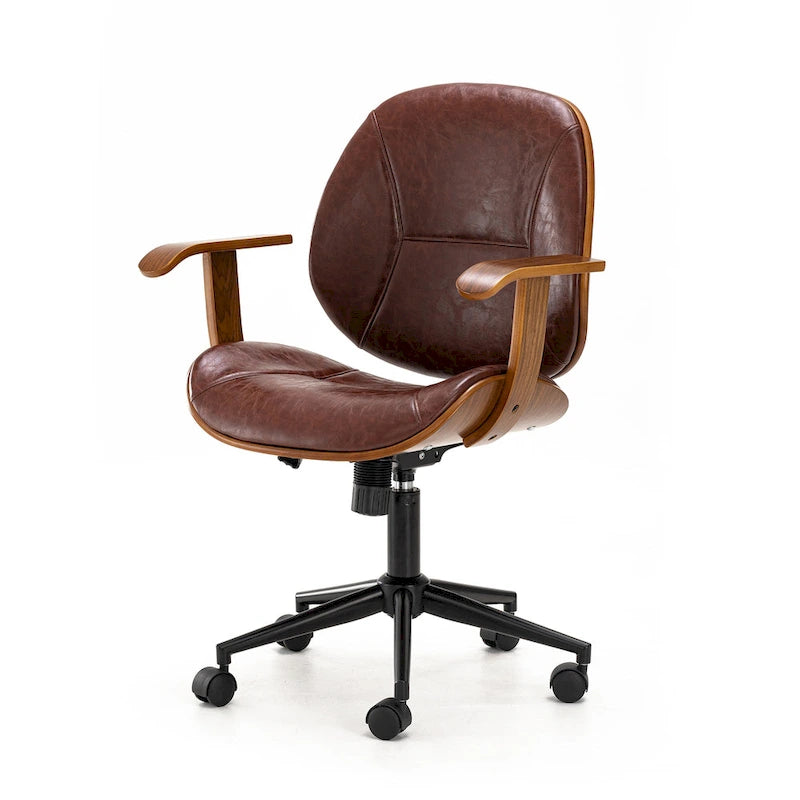 Leatherette Adjustable Swivel Office Chair with Armrests – product view