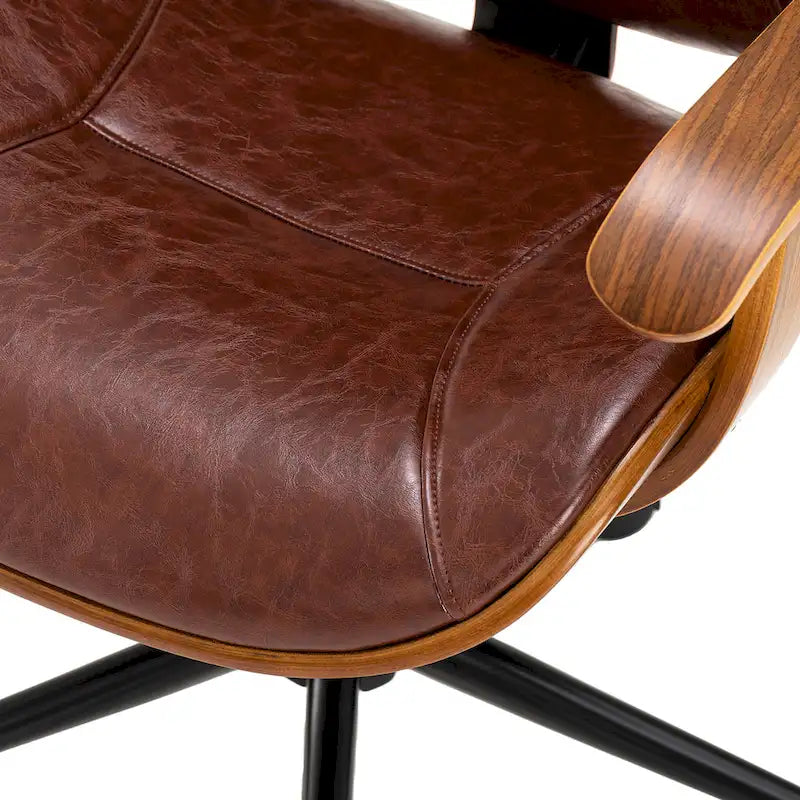 Leatherette Adjustable Swivel Office Chair with Armrests – product view